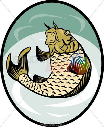 Stock Illustration Of Old Fashioned Cartoon Drawing - Koi Carp Fish 60" Curtains - Transparent PNG Free Download