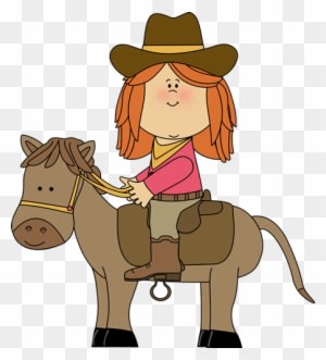 Cowboy Clip Art - Cartoon Cowgirl On Horse - Transparent PNG Free Download