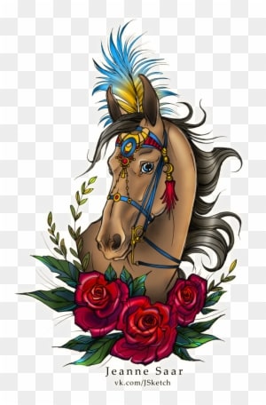Primitive Art 40 8 Tattoo Sketch - Traditional Style Horse Tattoo - Transparent PNG Free Download