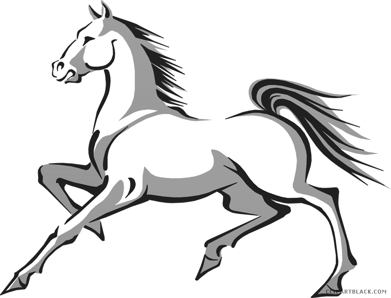 Horse Racing Animal Free Black White Clipart Images - Mustang Horse Clip Art - Transparent PNG Free Download