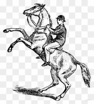 Man Riding A Horse Animal Free Black White Clipart - Draw Person Riding Horse - Transparent PNG Free Download