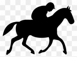 Running Horse With Jockey Black Silhouette From Side - Silhouette Of A Horse And Rider Galloping - Transparent PNG Free Download