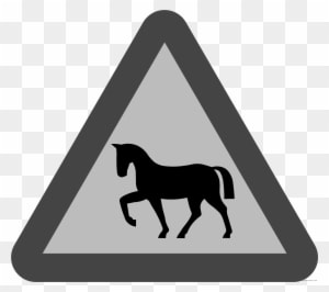 Horse Sign Animal Free Black White Clipart Images Clipartblack - Horse Crossing Sign Shower Curtain - Transparent PNG Free Download
