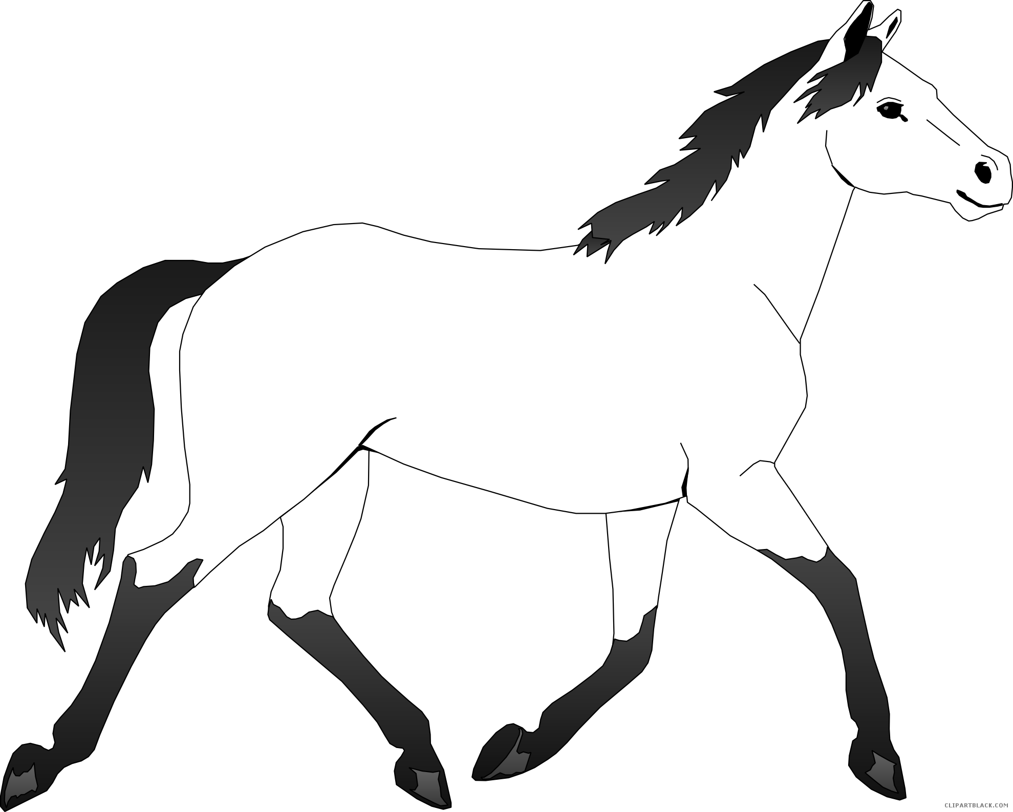 Horse Outline Animal Free Black White Clipart Images - Mustang Horse Coloring Pages - Transparent PNG Free Download