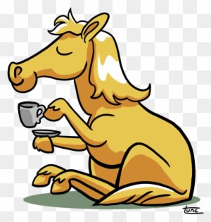 Horse Drinking Tea By Kittyninjafish - Horse Drinking Coffee Cartoon - Transparent PNG Free Download