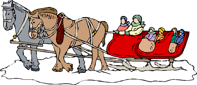 Winter Sleigh Ride Clipart - Horse Sleigh Ride Clipart - Transparent PNG Free Download