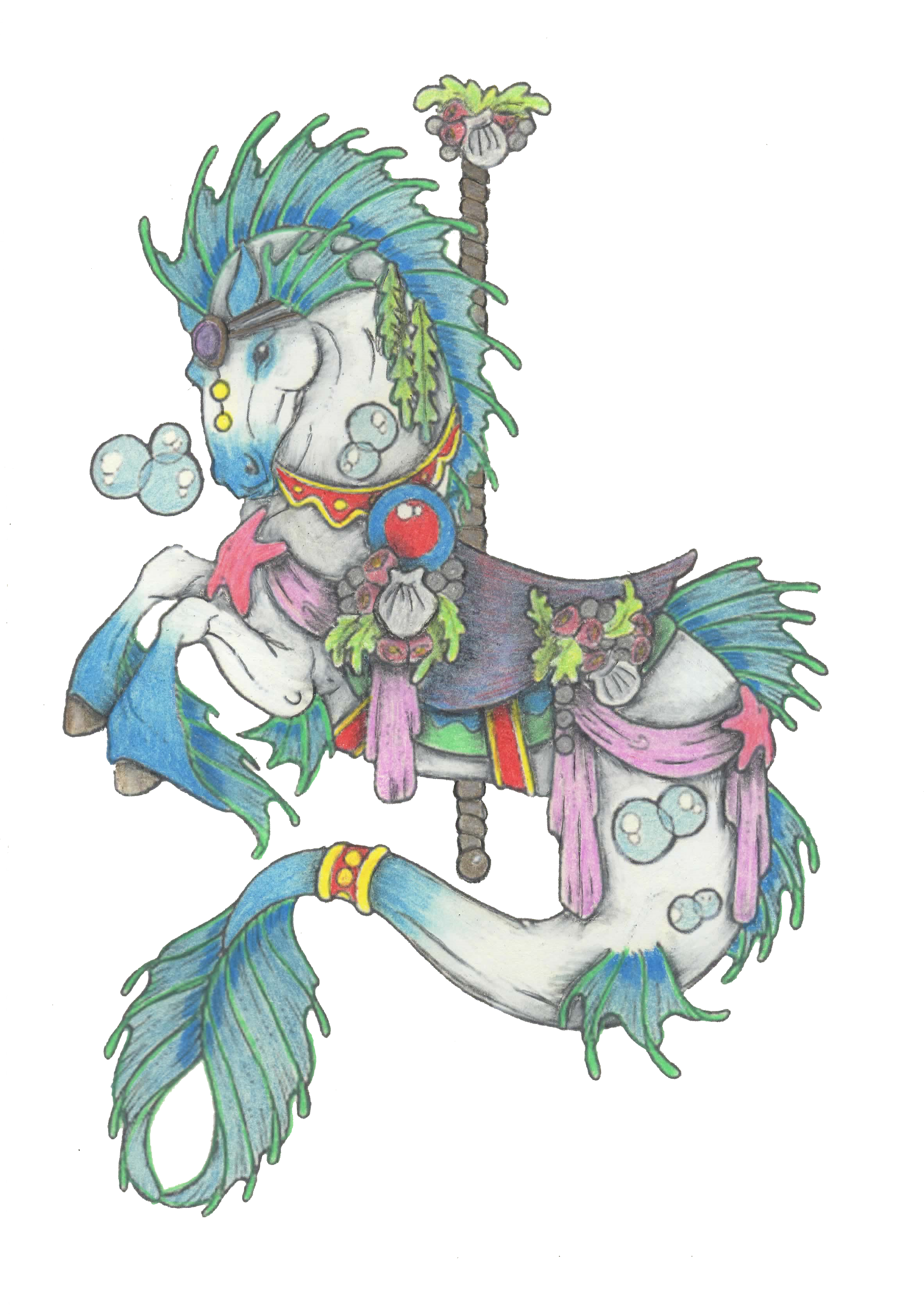 Carousel Horse Colored Pencil - Horse - Transparent PNG Free Download