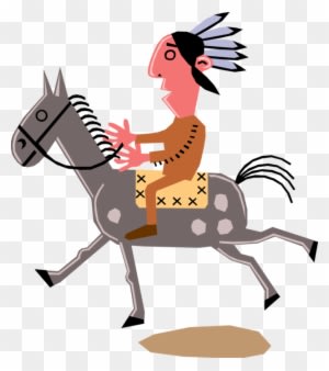 Vector Illustration Of Native American Indian Man On - Riding A Horse - Transparent PNG Free Download