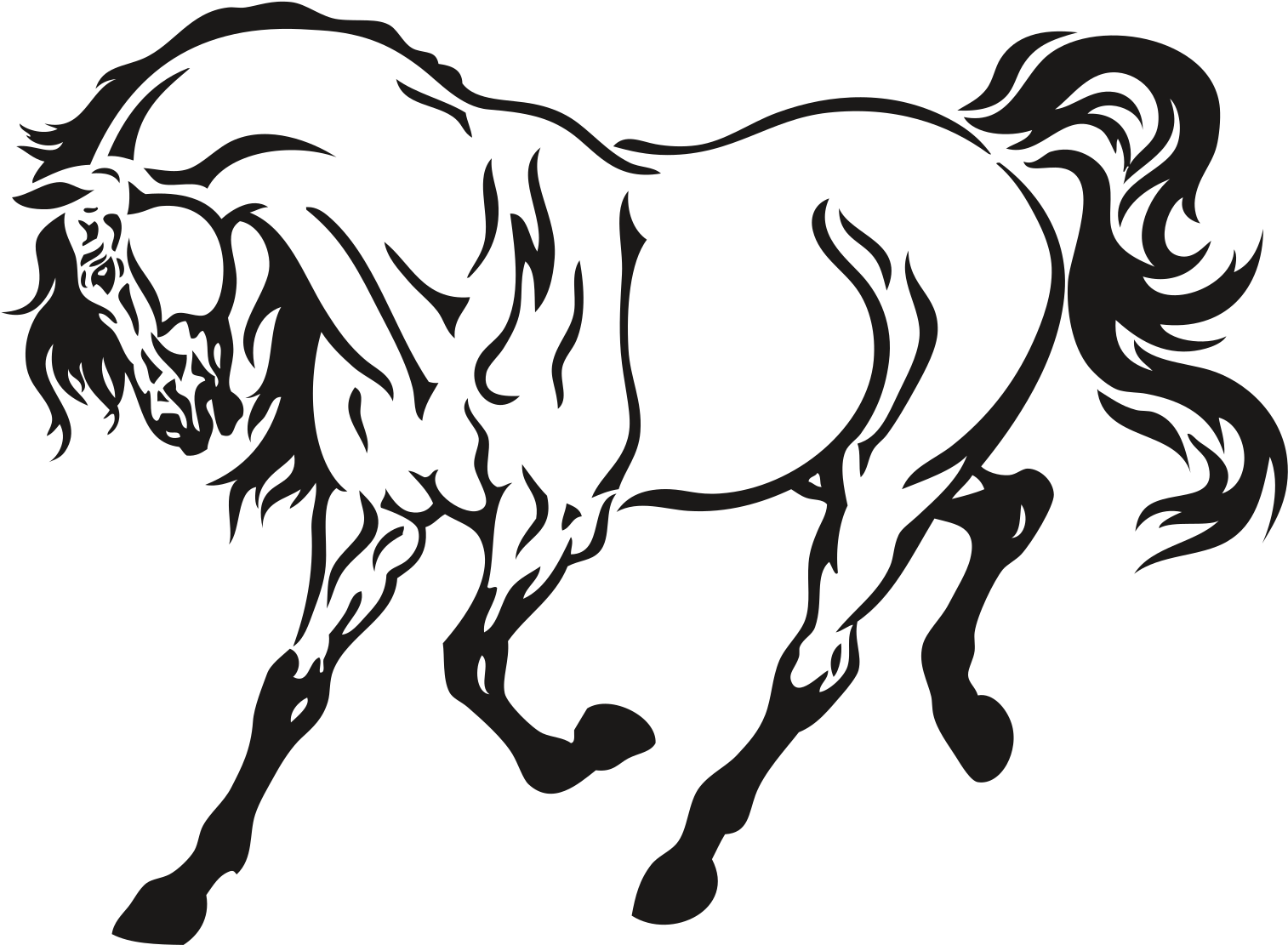 Клипарт Животные - Horse Tattoo Black And White - Transparent PNG Free Download