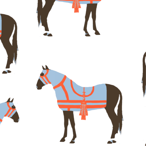 Horse & Tassel Wallpaper - Horse Tea Towel White, Blue, Red By Katie Kime - Transparent PNG Free Download