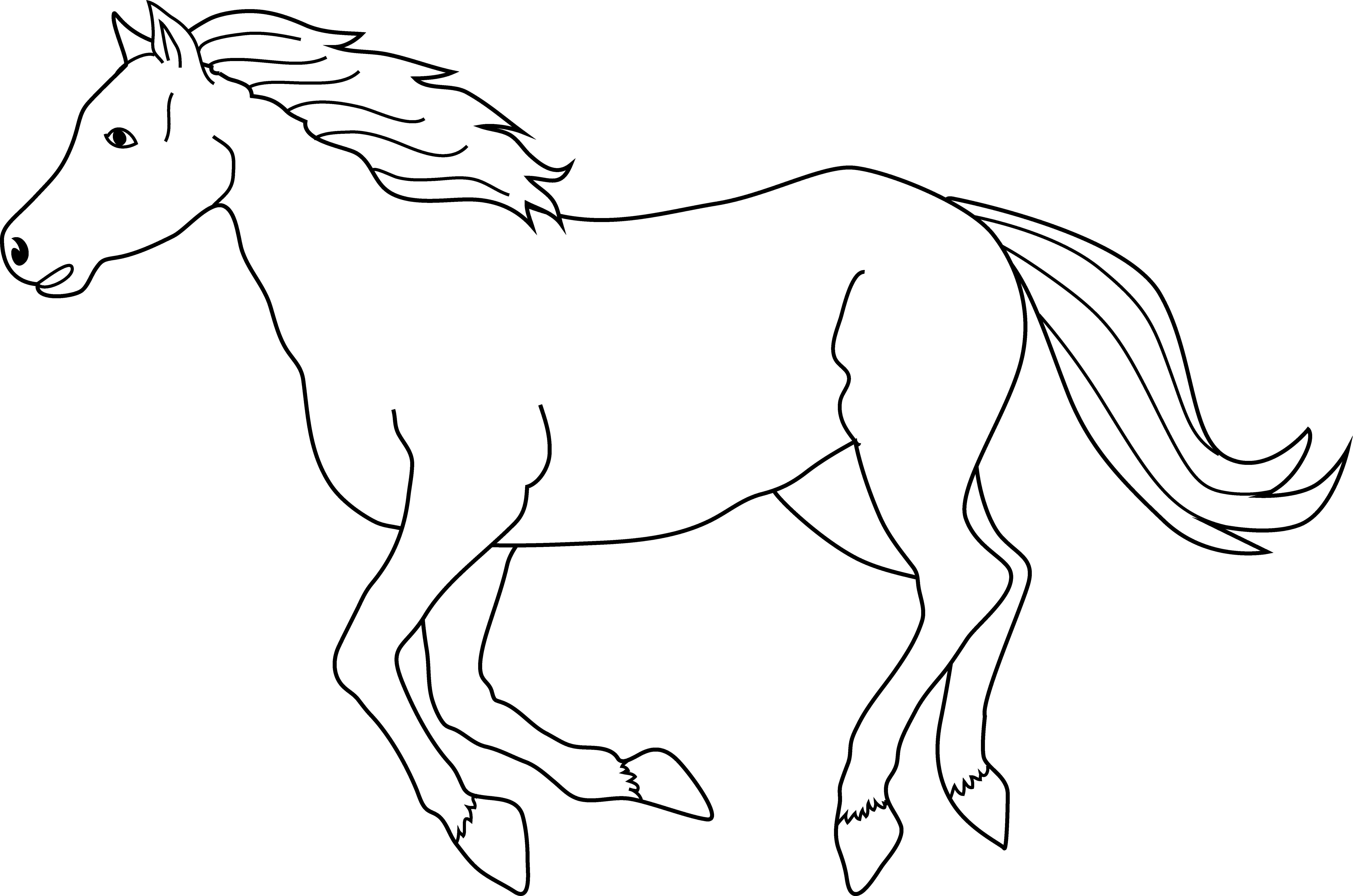 Galloping Horse Coloring Page - White Horse Clipart Png - Transparent PNG Free Download