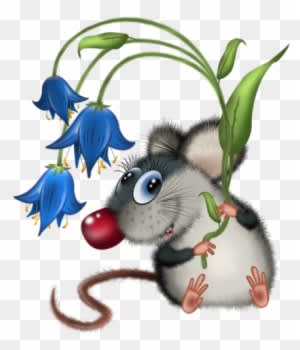 Cards - Mouse Holding Flower Clipart - Transparent PNG Free Download