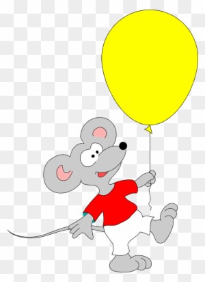 Ilration Of A Mouse Eating Cheese On White Background - Mouse Holding A Balloon - Transparent PNG Free Download