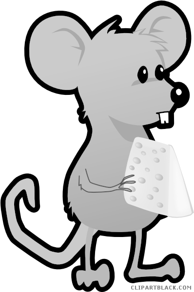 Grayscale Mouse Animal Free Black White Clipart Images - Cartoon Mouse And Cheese - Transparent PNG Free Download