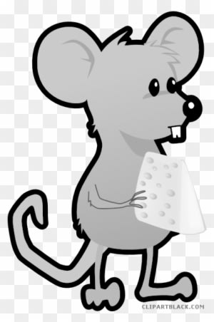 Grayscale Mouse Animal Free Black White Clipart Images - Cartoon Mouse And Cheese - Transparent PNG Free Download