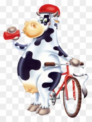 Funny Cow Cartoon - Cow On A Bike Ride Mouse Pad, Hot Pad Or Trivet Aph0532mp - Transparent PNG Free Download