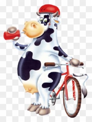 Funny Cow Clip Art - Cow On A Bike Ride Mouse Pad, Hot Pad Or Trivet Aph0532mp - Transparent PNG Free Download