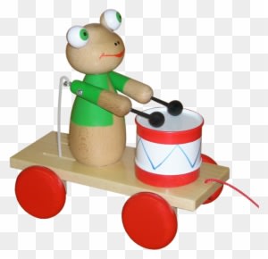 Wooden Pull Along Frog With Drum - Aba Pull-along Mouse Musician Cart With Drum (coloured) - Transparent PNG Free Download