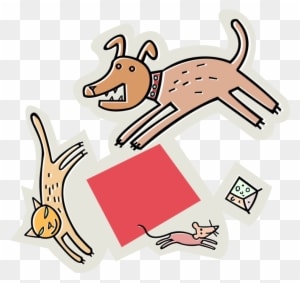 Vector Illustration Of Dog Chasing Cat, Chasing Mouse, - Dog Cat Mouse Chase - Transparent PNG Free Download