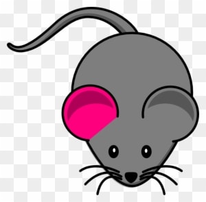 Single Pink Ear Gray Mouse Clip Art At Clker - Myš Kreslená - Transparent PNG Free Download