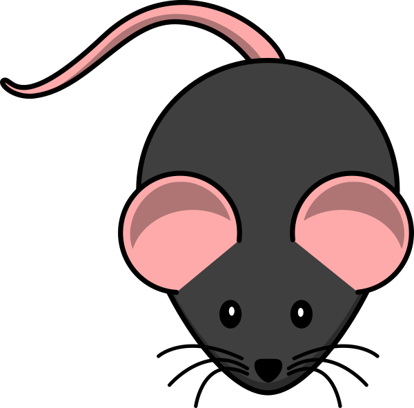 C57 Black Mouse Pink Ears Clip Art At Clker - Myš Kreslená - Transparent PNG Free Download