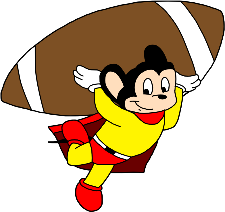Mighty Mouse With American Football Ball By Marcospower1996 - Clip Art - Transparent PNG Free Download