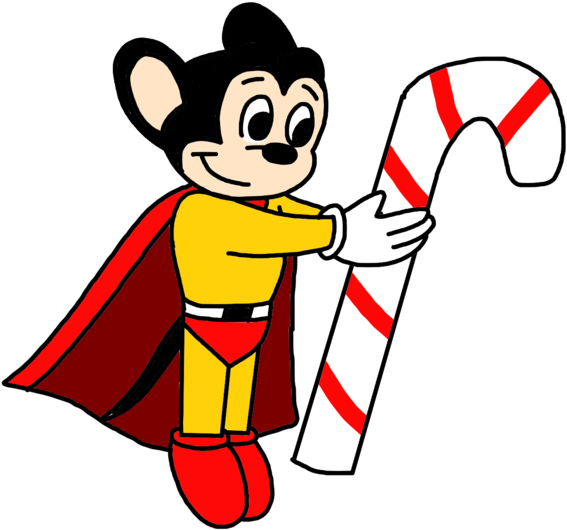 Mighty Mouse With Candy Cane By Marcospower1996 - Cartoon - Transparent PNG Free Download