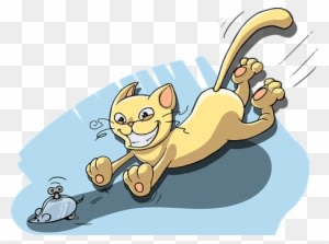 Cat Chasing Mouse Toy Playing Game Play An - Cat - Transparent PNG Free Download