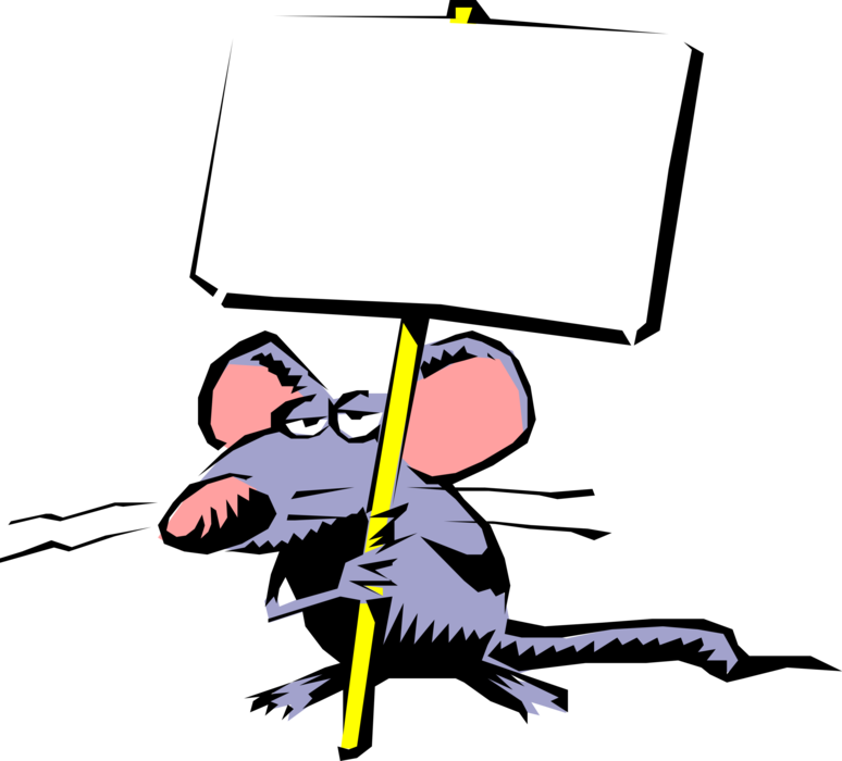 Cartoon Mouse With Placard Royalty Free Vector Clip - Cartoon Rat Holding Sign - Transparent PNG Free Download