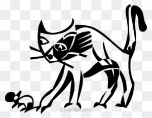 Cat With A Mouse Royalty Free Vector Clip Art Illustration - Cat With A Mouse Royalty Free Vector Clip Art Illustration - Transparent PNG Free Download