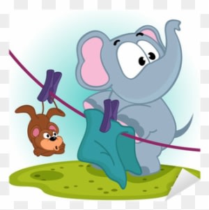Elephant Mistakenly Hung On Clothespins Mouse By The - Stock Illustration - Transparent PNG Free Download