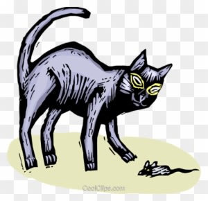Black Cat Playing With A Mouse Royalty Free Vector - Domestic Short-haired Cat - Transparent PNG Free Download
