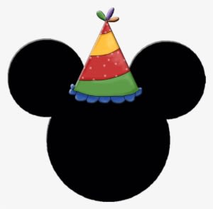 Mickey And Minnie Heads With Party Hats - Mickey Mouse Logo With Birthday Hat - Transparent PNG Free Download
