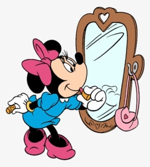 Lipstick Clipart Minnie Mouse - Minnie Mouse Looking In The Mirror - Transparent PNG Free Download
