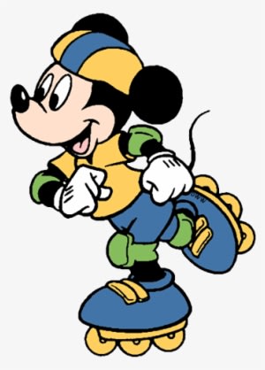 Mickey Mouse Clipart Ice Skating - Mickey Mouse On Roller Skates - Transparent PNG Free Download