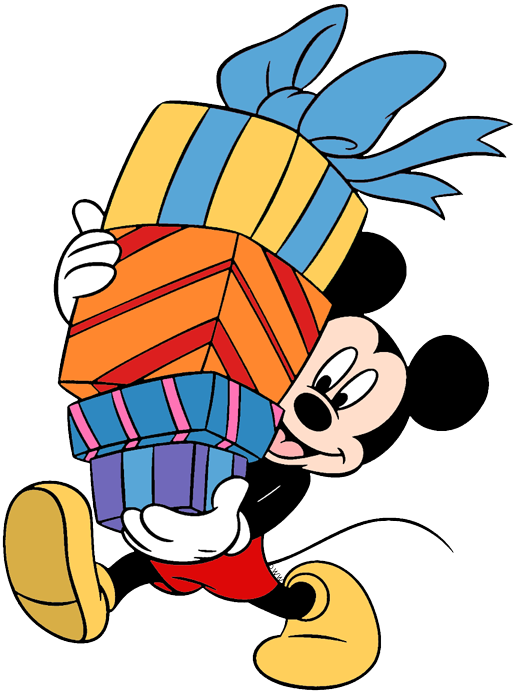 Mickey Mouse Carrying Pile Of Gifts - Mickey Mouse Carrying Presents - Transparent PNG Free Download