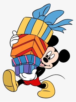Mickey Mouse Carrying Pile Of Gifts - Mickey Mouse Carrying Presents - Transparent PNG Free Download