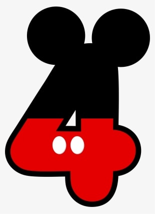 Numbers ‿✿⁀ - - Numero 4 Mickey Mouse - Transparent PNG Free Download