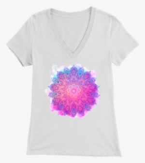 Mandalamerch Watercolor Wheel Womens V Neck - Gucci Mit Mickey Mouse - Transparent PNG Free Download