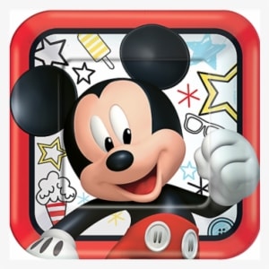 Mickey On The Go Birthday Square Paper Lunch Plates, - Mickey Mouse - Transparent PNG Free Download