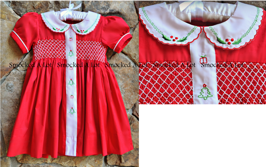 Christmas Classic Red Hand-smocked Embroidered Dress - Disney Mickey And Minnie Mouse Christmas Dress - Transparent PNG Free Download
