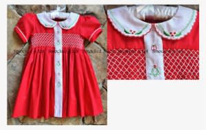 Christmas Classic Red Hand-smocked Embroidered Dress - Disney Mickey And Minnie Mouse Christmas Dress - Transparent PNG Free Download