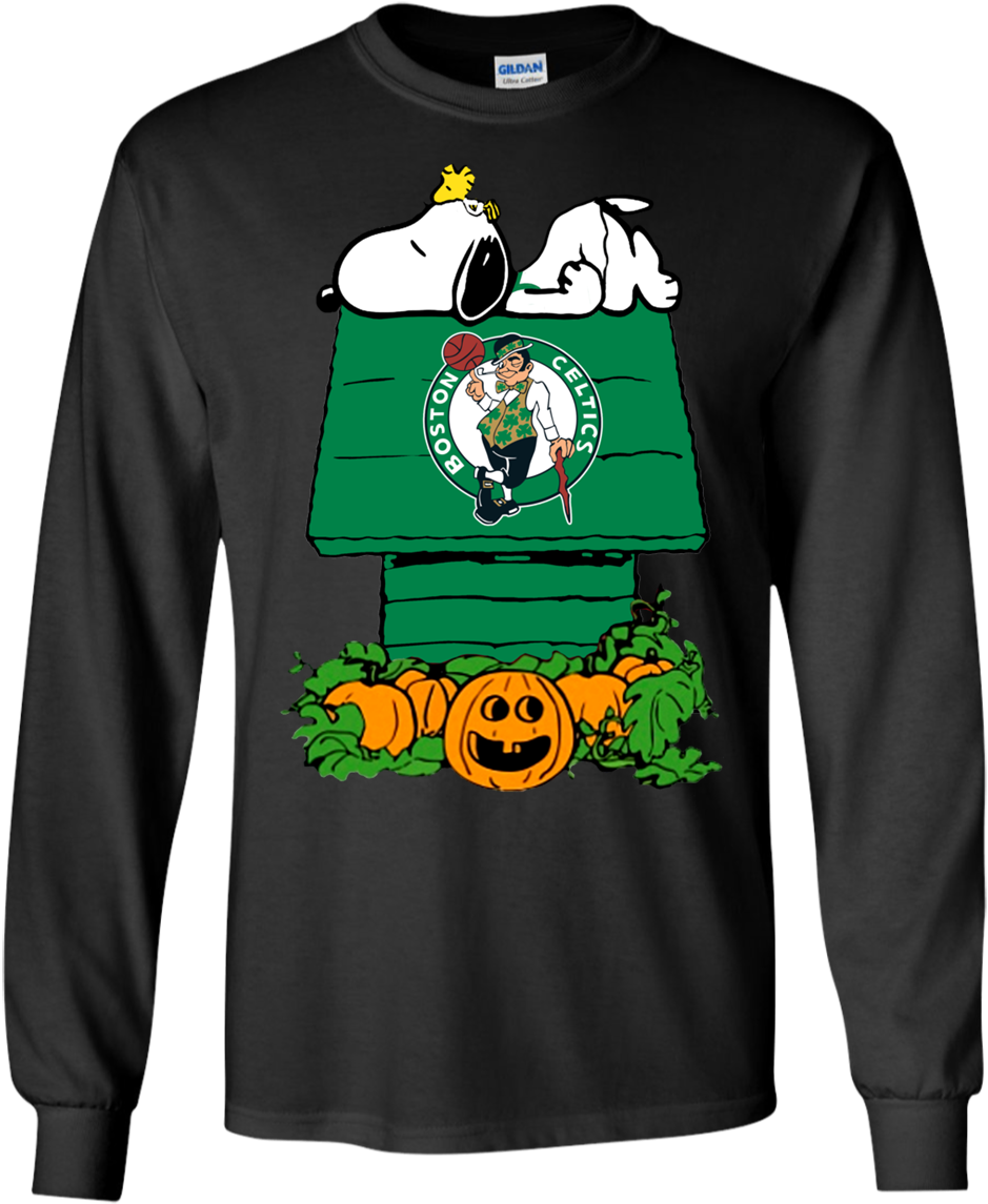 Snoopy Boston Celtics Halloween Shirt Png Boston Celtics - Mickey Mouse Mens Long Sleeve - Transparent PNG Free Download