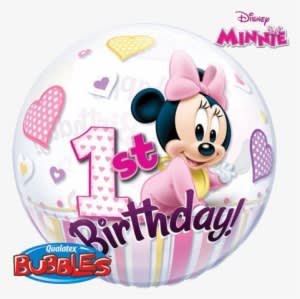 Minnie 1st Birthday Bubble Balloon - Minnie Mouse 1st Birthday Png - Transparent PNG Free Download