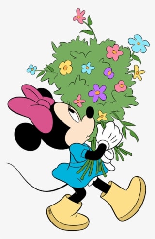 Disney Springtime Clip Art Disney Clip Art Galore - Minnie Mouse With Flowers - Transparent PNG Free Download