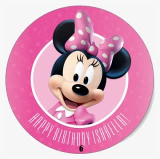 50 Adesivos Personalizados Minnie Rosa - Minnie Mouse Round Sticker - Transparent PNG Free Download