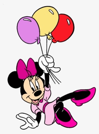 Minnie Rosa Imagens - Minnie Mouse Holding Balloons - Transparent PNG Free Download