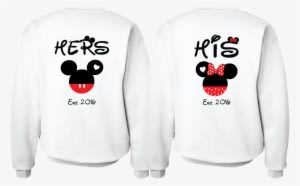 Cute His Hers Big Ears Mickey Minnie Mouse Head Polka - His And Her Tops - Transparent PNG Free Download