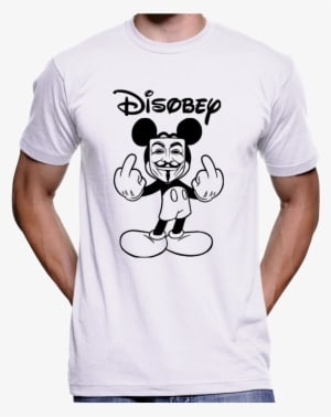 Mickey Mouse Disobey Guy Fawkes Mask Anonymous T-shirt - Transparent PNG Free Download