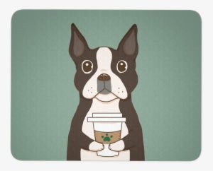 Boston Terrier Drink Coffee Mouse Pad, Dog Lover Gift - Dog - Transparent PNG Free Download